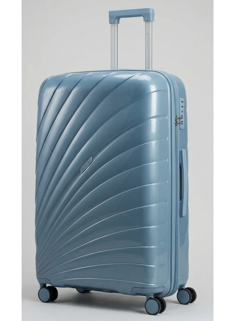 هاياك مجموعة من 3 حقائب سفر | عربة أمتعة صلبة من البولي بروبيلين (PP) | حجم المقصورة: 20 بوصة، حجم متوسط: 24 بوصة، حجم كبير: 28 بوصة | رمادي أزرق